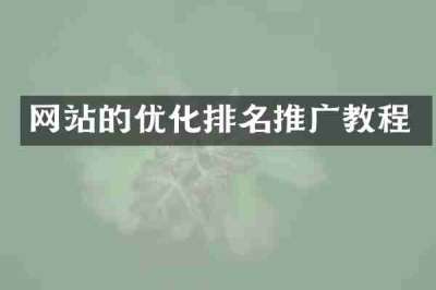 网站的优化排名推广教程