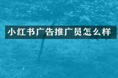 小红书广告推广员怎么样