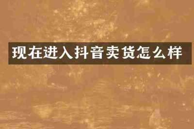 现在进入抖音卖货怎么样