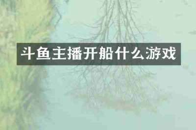 斗鱼主播开船什么游戏