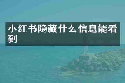 小红书隐藏什么信息能看到