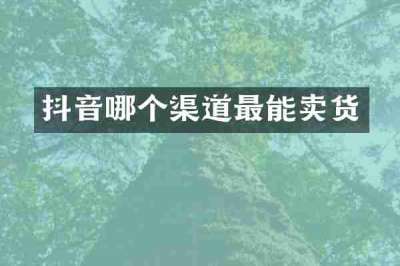 抖音哪个渠道最能卖货