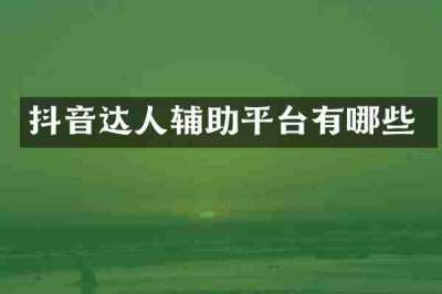 抖音达人辅助平台有哪些