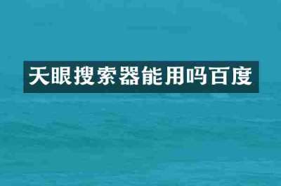 天眼搜索器能用吗百度