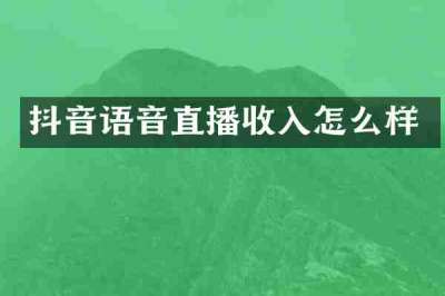 抖音语音直播收入怎么样