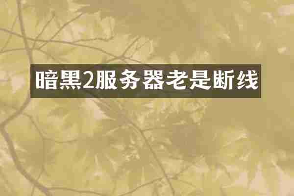暗黑2服务器老是断线