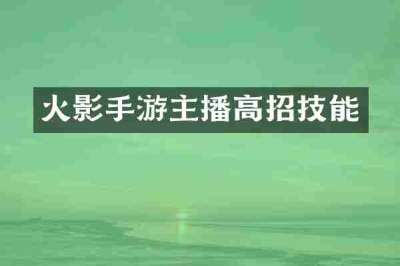火影手游主播高招技能
