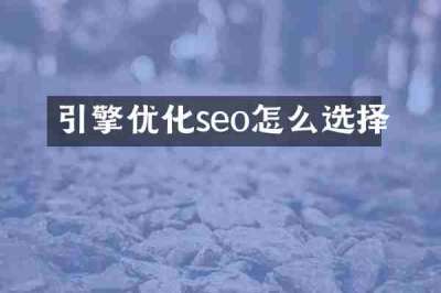 引擎优化seo怎么选择