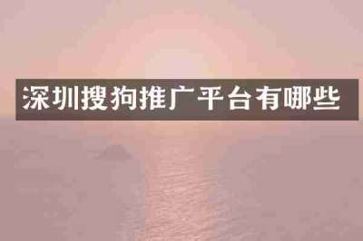 深圳搜狗推广平台有哪些