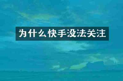 为什么快手没法关注