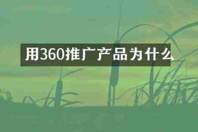 用360推广产品为什么