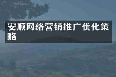 安顺网络营销推广优化策略