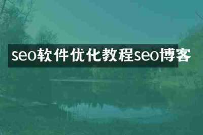 seo软件优化教程seo博客