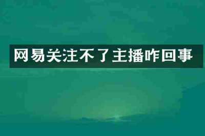 网易关注不了主播咋回事