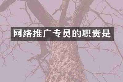 网络推广专员的职责是