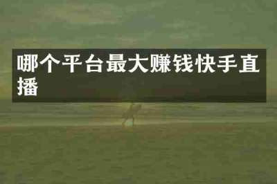 哪个平台最大赚钱快手直播