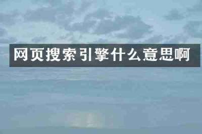 网页搜索引擎什么意思啊