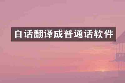 白话翻译成普通话软件