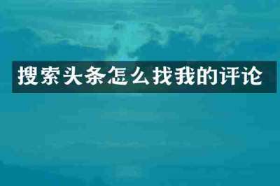 搜索头条怎么找我的评论