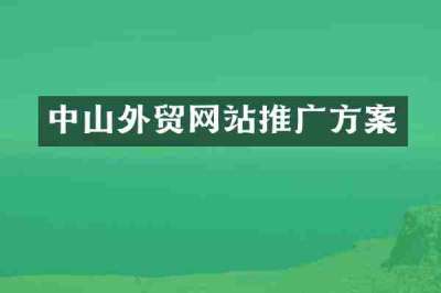 中山外贸网站推广方案