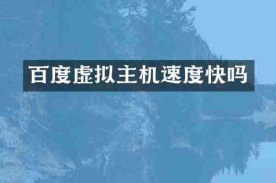 百度虚拟主机速度快吗