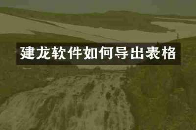 建龙软件如何导出表格