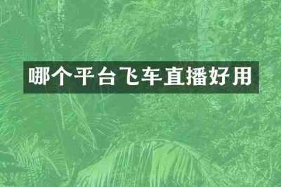哪个平台飞车直播好用