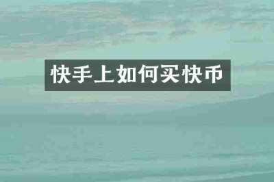 快手上如何买快币