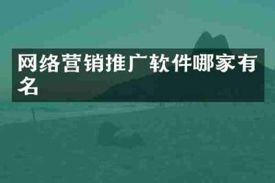 网络营销推广软件哪家有名