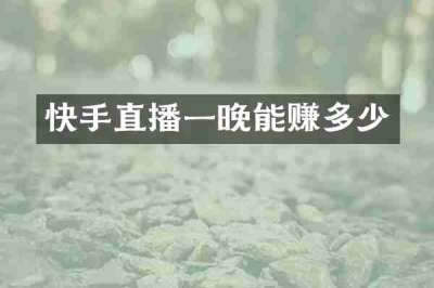快手直播一晚能赚多少
