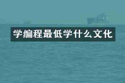 学编程最低学什么文化