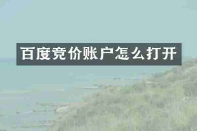 百度竞价账户怎么打开