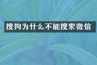 搜狗为什么不能搜索微信