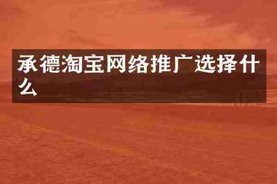 承德淘宝网络推广选择什么