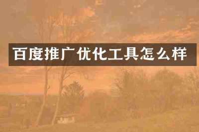 百度推广优化工具怎么样
