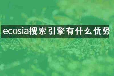 ecosia搜索引擎有什么优势
