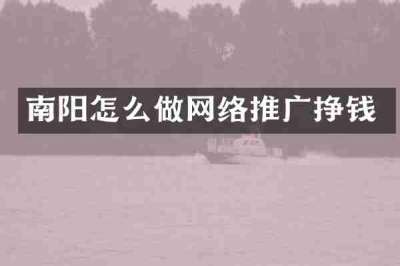 南阳怎么做网络推广挣钱