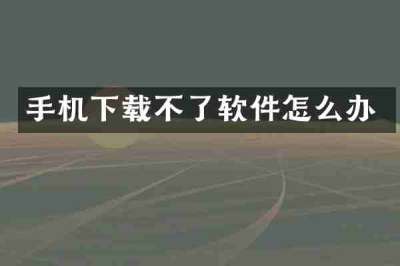 手机下载不了软件怎么办