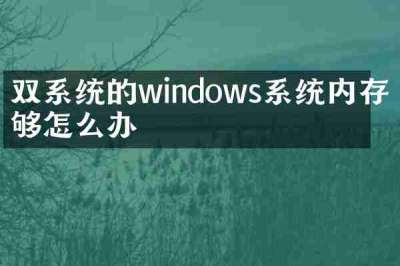 双系统的windows系统内存不够怎么办