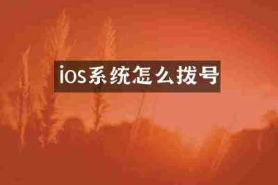 ios系统怎么拨号