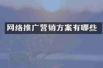 网络推广营销方案有哪些