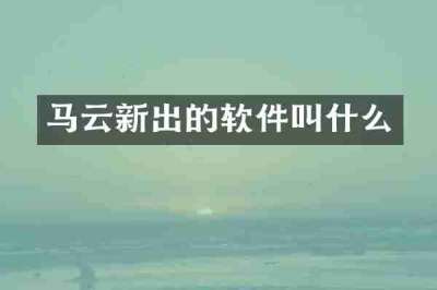 马云新出的软件叫什么