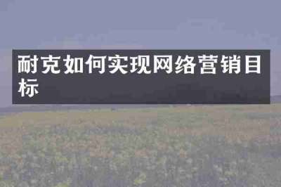 耐克如何实现网络营销目标