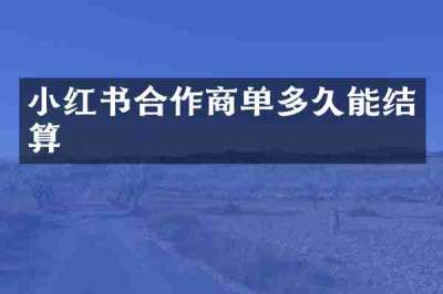 小红书合作商单多久能结算