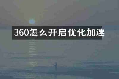 360怎么开启优化加速