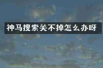神马搜索关不掉怎么办呀