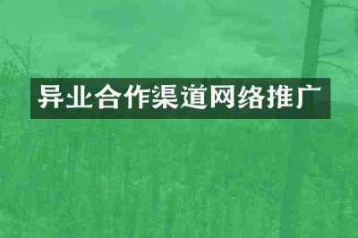 异业合作渠道网络推广