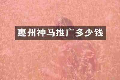 惠州神马推广多少钱