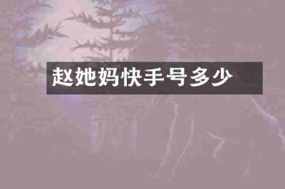 赵玥她妈快手号多少