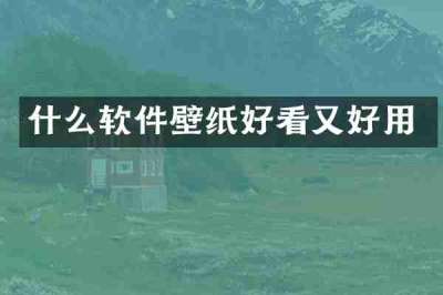 什么软件壁纸好看又好用